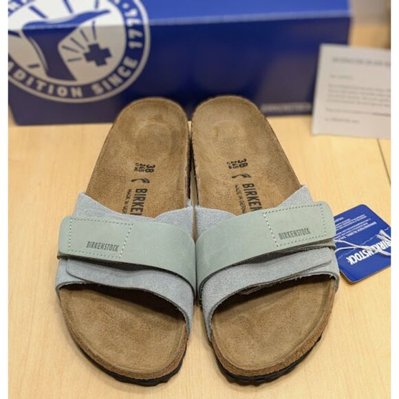 Birkenstock Oita Pure Sage Modern Suede Leather Slide Sandals US 7 EU 38 NIB - Picture 5 of 14